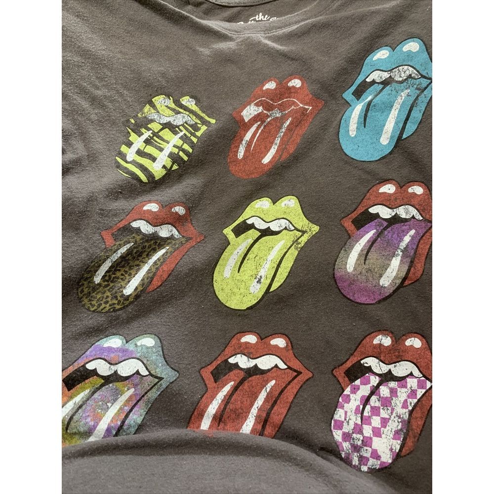 The Rolling Stones T-Shirt Women's Casual Short Sleeve Gray Faded Big Logo Sz XL